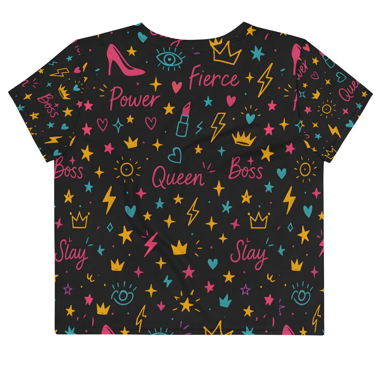 Fierce Queen All-Over Print Crop Tee – Power, Sass & Style